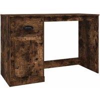 Berkfield Home Desk with Drawer Smoked Oak 115x50x75 cm Engineered Wood in Brown | Size: 115 x 50 x 75 cm