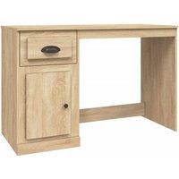 Berkfield Home Desk with Drawer Sonoma Oak 115x50x75 cm Engineered Wood in Brown | Size: 115 x 50 x 75 cm