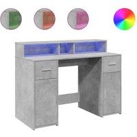 Berkfield Home Desk with LED Lights Concrete Grey 120x55x91 cm Engineered Wood | Size: 120 x 55 x 91 cm