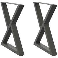 Berkfield Home Dining Table Legs 2 pcs Anthracite 70x(72-73.3) cm Steel in Dark Grey