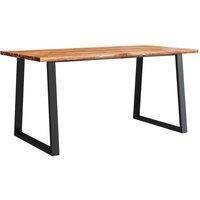 Berkfield Home Dining Table with Live Edge 160x80x75 cm Solid Wood Acacia in Brown | Size: 160 x 80 x 75 cm