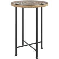 Berkfield Home Dining Table 55 cm Tempered Glass & Steel in Brown