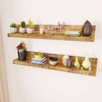 Berkfield Home Display Shelf 2 pcs Solid Wood Wall-Mounted in Brown