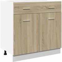 Berkfield Home Drawer Bottom Cabinet Lyon Sonoma Oak 80x46x81.5 cm Engineered Wood in Brown