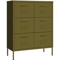 Berkfield Home Drawer Cabinet Olive Green 80x35x101.5 cm Steel
