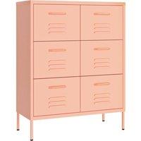 Berkfield Home Drawer Cabinet Pink 80x35x101.5 cm Steel