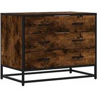 Berkfield Home Drawer Cabinet Smoked Oak 70x41x56 cm Engineered Wood in Brown | Size: 70 x 41 x 56 cm