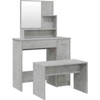 Berkfield Home Dressing Table Set Concrete Grey 86.5x35x136 cm