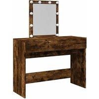 Berkfield Home Dressing Table with LED Smoked Oak 100x40x130 cm in Brown | Size: 100 x 40 x 130 cm