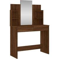 Berkfield Home Dressing Table with Mirror Brown Oak 96x39x142 cm | Size: 96 x 39 x 142 cm