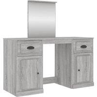Berkfield Home Dressing Table with Mirror Grey Sonoma 130x50x132.5 cm