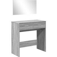 Berkfield Home Dressing Table with Mirror Grey Sonoma 80x39x80 cm | Size: 80 x 39 x 80 cm
