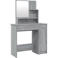 Berkfield Home Dressing Table with Mirror Grey Sonoma 86.5x35x136 cm
