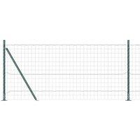 Berkfield Home Euro Fence with 13 Flanged Posts 1x25 m Galvanised Steel in Green