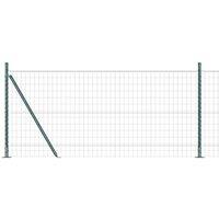 Berkfield Home Euro Fence with 13 Flanged Posts 1x25 m Galvanised Steel in Green