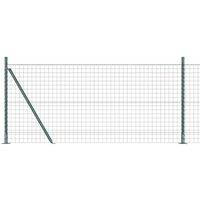 Berkfield Home Euro Fence with 13 Flanged Posts 1x25 m Galvanised Steel in Green