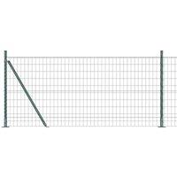 Berkfield Home Euro Fence with 13 Flanged Posts 1x25 m Galvanised Steel in Green