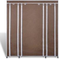 Berkfield Home Fabric Wardrobe with Compartments & Rods 45x150x176 cm Brown | Size: 45 x 150 x 176 cm