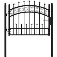 Berkfield Home Fence Gate with Spear Top Black 103x120 cm Powder-coated Steel