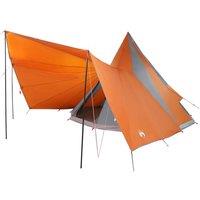 Berkfield Home Family Tent Tipi Grey & Orange 12-Person Waterproof