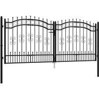 Berkfield Home Fence Gate with Spear Top Black 305x173 cm Powder-coated Steel