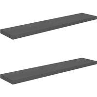 Berkfield Home Floating Wall Shelves 2 pcs High Gloss Grey 120x23.5x3.8 cm MDF