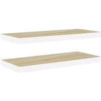 Berkfield Home Floating Wall Shelves 2 pcs Oak & White 80x23.5x3.8 cm MDF in Brown
