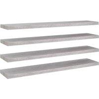 Berkfield Home Floating Wall Shelves 4 pcs Concrete Grey 120x23.5x3.8 cm MDF