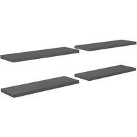 Berkfield Home Floating Wall Shelves 4 pcs High Gloss Grey 120x23.5x3.8 cm MDF