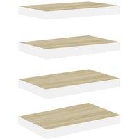 Berkfield Home Floating Wall Shelves 4 pcs Oak & White 40x23x3.8 cm MDF in Brown