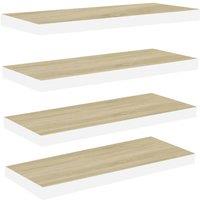 Berkfield Home Floating Wall Shelves 4 pcs Oak & White 60x23.5x3.8 cm MDF in Brown