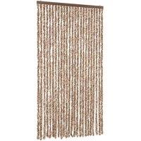 Berkfield Home Fly Curtain Beige & Dark Brown 100x220 cm Chenille
