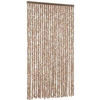 Berkfield Home Fly Curtain Beige & Dark Brown 100x230 cm Chenille