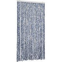 Berkfield Home Fly Curtain Blue & White 100x200 cm Chenille
