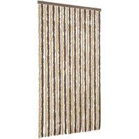Berkfield Home Fly Curtain Dark Brown & Beige 100x200 cm Chenille