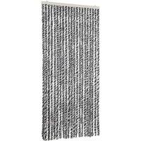 Berkfield Home Fly Curtain Grey & Black & White 90x220 cm Chenille