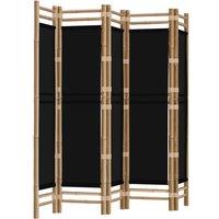 Berkfield Home Folding 5-Panel Room Divider 200 cm Bamboo & Canvas in Black