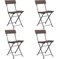 Berkfield Home Folding Bistro Chairs 4 pcs Brown Poly Rattan & Steel