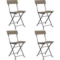 Berkfield Home Folding Bistro Chairs 4 pcs Grey Poly Rattan & Steel