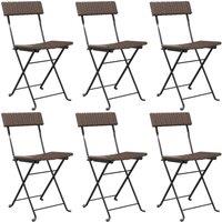 Berkfield Home Folding Bistro Chairs 6 pcs Brown Poly Rattan & Steel