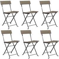 Berkfield Home Folding Bistro Chairs 6 pcs Grey Poly Rattan & Steel