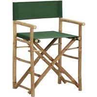 Berkfield Home Folding Director's Chairs 2 pcs Green Bamboo & Fabric