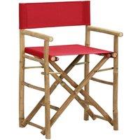 Berkfield Home Folding Director's Chairs 2 pcs Red Bamboo & Fabric