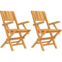 Berkfield Home Folding Garden Chairs 2 pcs 55x61x90 cm Solid Wood Teak in Brown | Size: 55 x 61 x 90 cm