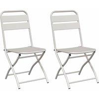 Berkfield Home Folding Garden Chairs 2 pcs Beige 42x52x82 cm Powder-coated Steel | Size: 42 x 52 x 82 cm