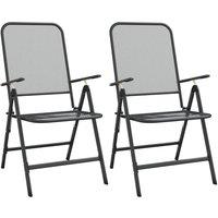 Berkfield Home Folding Garden Chairs 2 pcs Expanded Metal Mesh Anthracite in Black