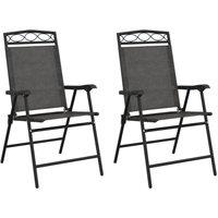 Berkfield Home Folding Garden Chairs 2 pcs Melange Grey Steel & Textilene