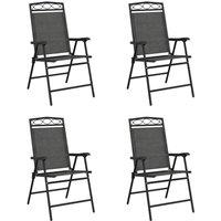 Berkfield Home Folding Garden Chairs 4 pcs Melange Grey Steel & Textilene