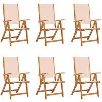 Berkfield Home Folding Garden Chairs 6 pcs Solid Wood Acacia & Textilene in Brown