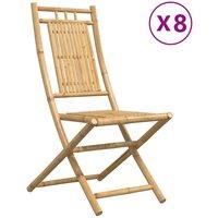 Berkfield Home Folding Garden Chairs 8 pcs 46x66x99 cm Bamboo in Brown | Size: 46 x 66 x 99 cm